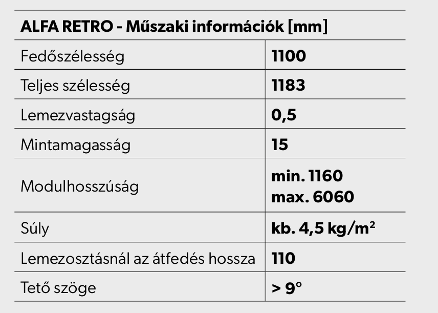 Klasszikus cserepeslemez